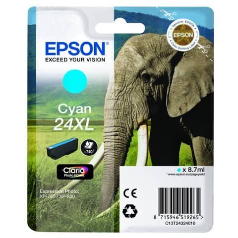 Epson 24XL - 8.7 ml - XL - ciano - originale - cartuccia d'inchiostro - per Exp…
