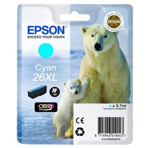 Epson 26XL - 8.7 ml - XL - ciano - originale - blister - cartuccia d'inchiostro…