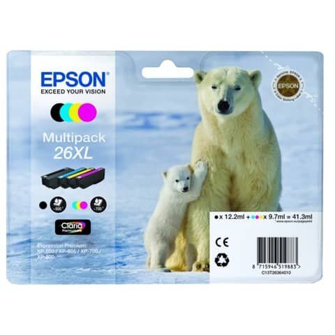 Epson 26XL Multipack - Confezione da 4 - XL - nero, giallo, ciano, magenta - or…