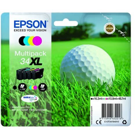 Epson 34XL - Confezione da 4 - XL - nero, giallo, ciano, magenta - originale - …