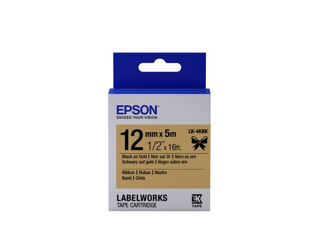 Epson LabelWorks LK-4KBK - Nero su oro - Rotolo (1,2 cm x 5 m) 1 cassetta(e) ro…