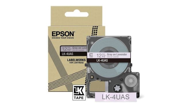 Epson LabelWorks LK-4UAS - Gray on lavender - Rotolo (1,2 cm x 8 m) 1 cassetta(…