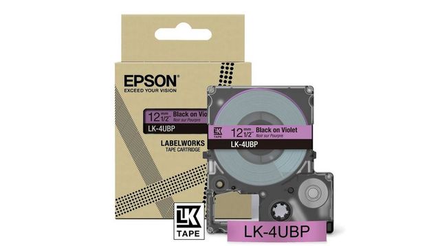 Epson LabelWorks LK-4UBP - Black on violet - Rotolo (1,2 cm x 8 m) 1 cassetta(e…