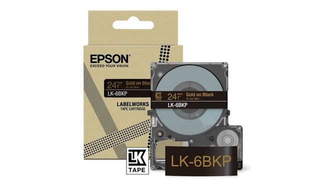 Epson LabelWorks LK-6BKP - Metallic - oro su nero - Rotolo (2,4 cm x 9 m) 1 cas…