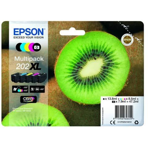 Epson Multipack 202XL - Confezione da 5 - alta capienza - nero, giallo, ciano, …