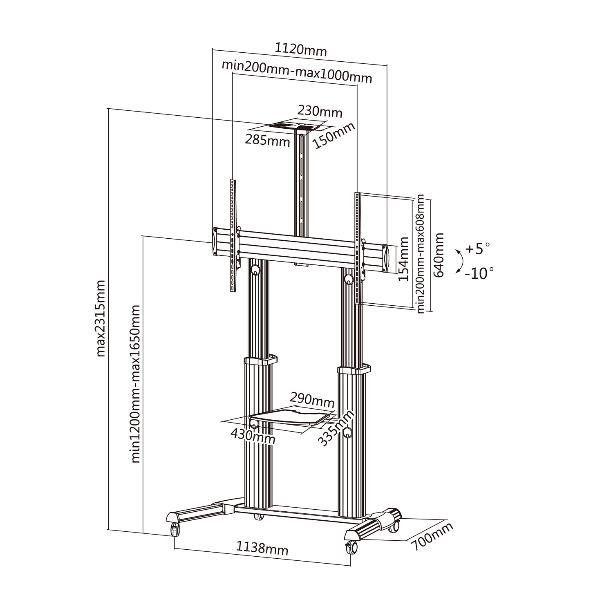 Equip Pro - Carrello - per TV LCD - plastica, Alluminio, acciaio - nero, argent…