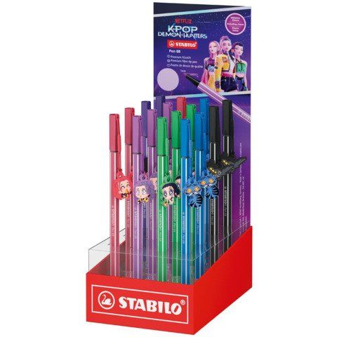 Espositore 16 pennarelli Stabilo Pen 68 KPop Demon Hunters in 5 colori con 5 di…