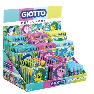 Espositore 60 pennarelli, tempere solide, colle stick Giotto Collezione PetLove…