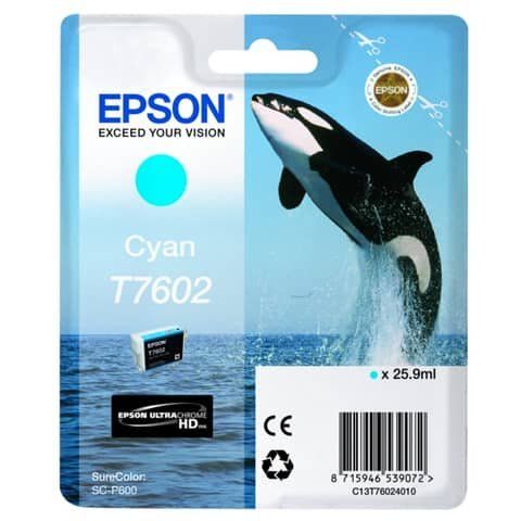 Epson T7602 - 26 ml - ciano - originale - blister - cartuccia d'inchiostro - pe…
