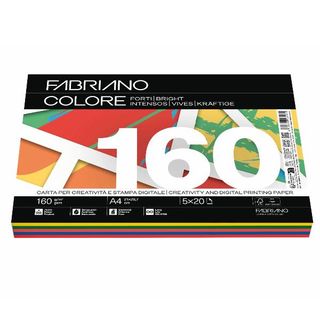 FABRIANO COLORE MIX FORTI RISMA DA 100 FOGLI 160 GR 21 X 29.7 CM A4 COLORI ASSO…