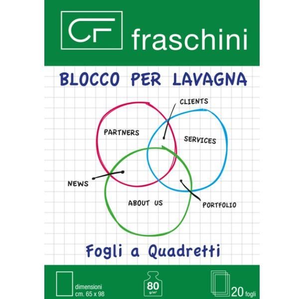 FRASCHINI BLOCCO PER LAVAGNA A QUADRETTI 20 FOGLI 650X980 mm BIANCO CONF 5 Pz.