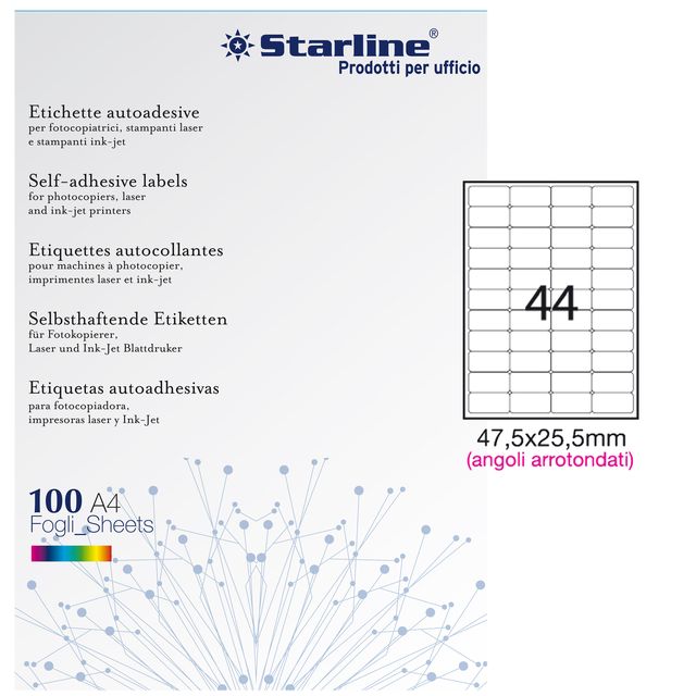 Etichette adesive - in carta - angoli arrotondati - permanenti - 47,5 x 25,5 mm…