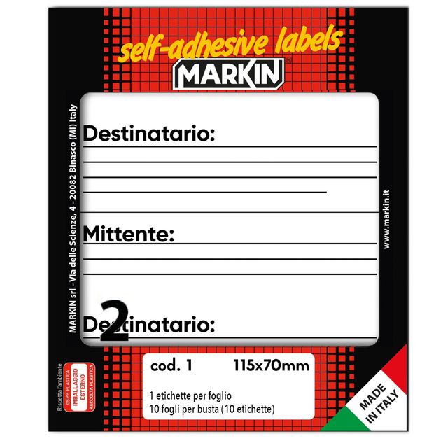 Etichette adesive - in carta - permanenti - 115 x 70 mm - 2 et/fg - 10 fogli - …