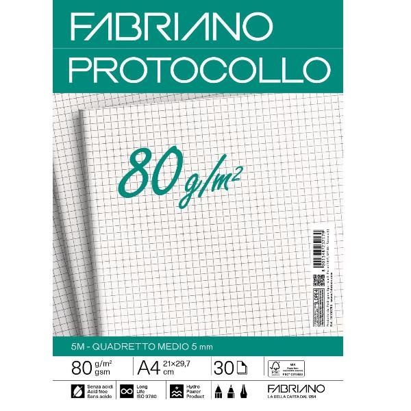 Fabriano CARTA PROTOCOLLO A4 80g 30ff - RIG 5 MM