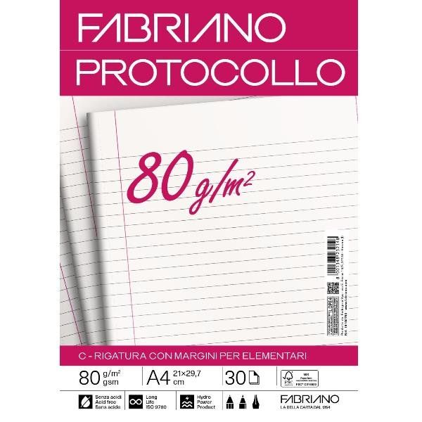 Fabriano CARTA PROTOCOLLO A4 80g 30ff - RIG C