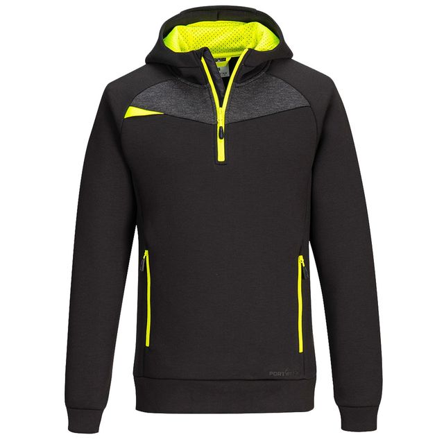Felpa DX467 a mezza zip - con cappuccio - taglia L - nero - Portwest