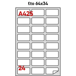 Etichette adesive A/425 - in carta - permanenti - 64 x 34 mm - 24 et/fg - 100 f…