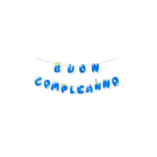 Festone Buon Compleanno Party Go H.23x300 cm azzurro AC0074
