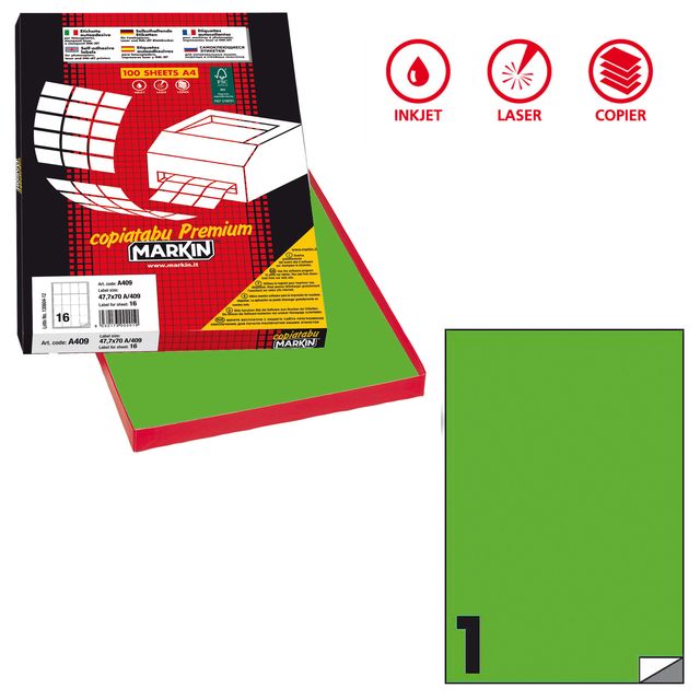 Etichette adesive C/503 - in carta - permanenti - 210 x 297 mm - 1 et/fg - 100 …