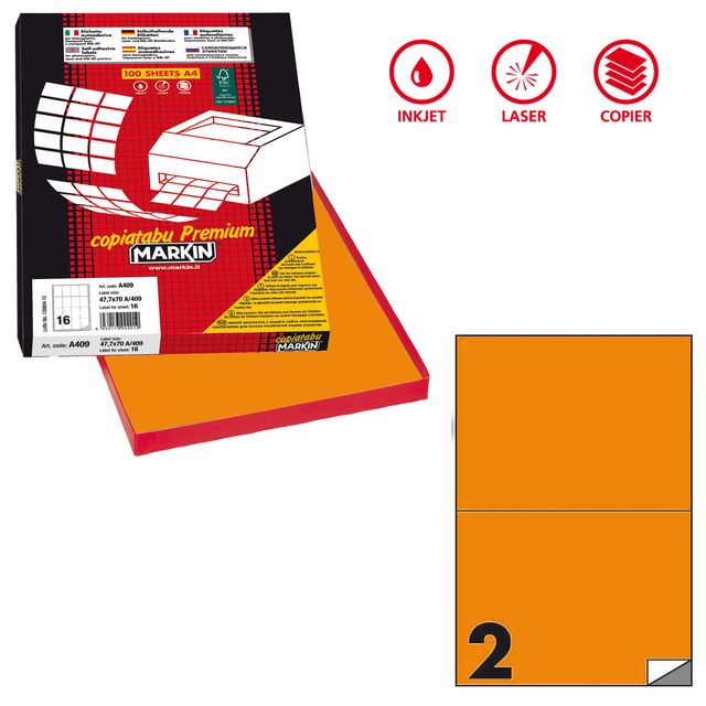 Etichette adesive C/509 - in carta - permanenti - 210 x 148,5 mm - 2 et/fg - 10…