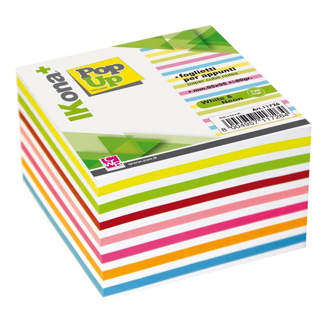 Foglietti Cubo - collato su un lato - colori assortiti - 9,5 x 9,5 cm - 720 fog…