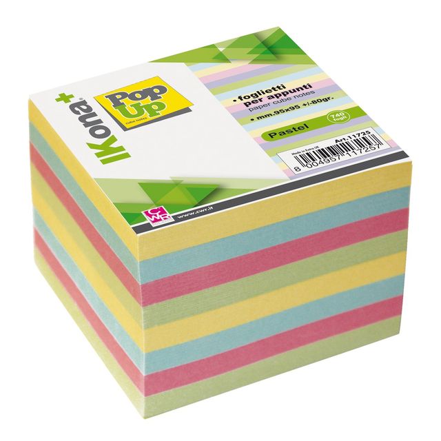 Foglietti Cubo - collato su un lato - pastello assortiti - 9,5 x 9,5 cm - 740 f…