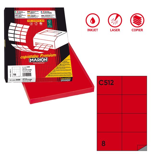 Etichette adesive C/512 - in carta - permanenti - 105 x 74,25 mm - 8 et/fg - 10…
