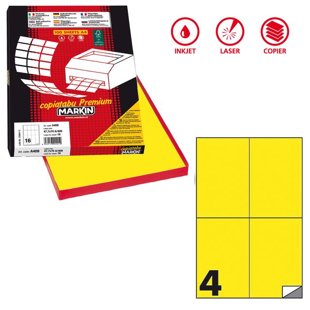 Etichette adesive C/519 - in carta - permanenti - 105 x 148,5 mm - 4 et/fg - 10…