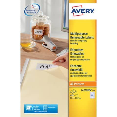 Etichette adesive L4732REV - in carta - angoli arrotondati - rimovibili - 35,6 …