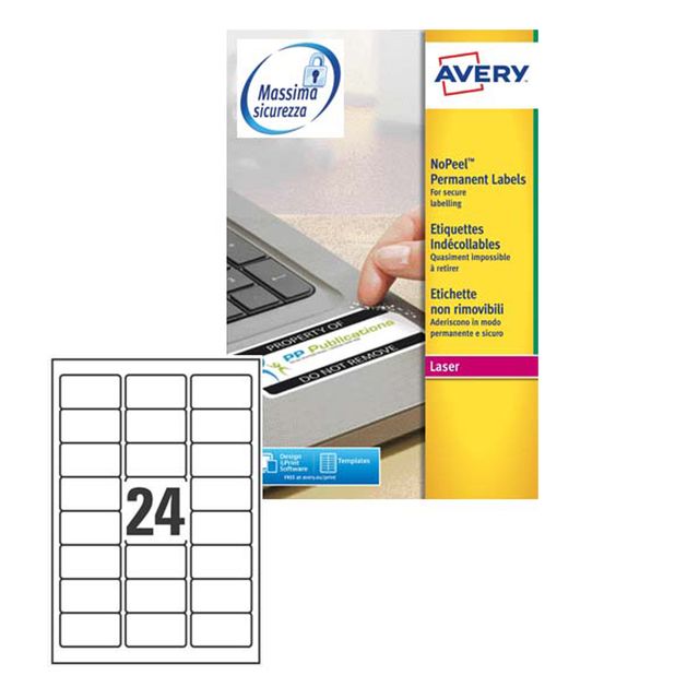 Etichette adesive L6146 - in poliestere - laser - permanenti - 63,5 x 33,9 mm -…