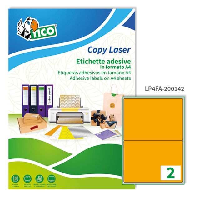 Etichette adesive LP4F - in carta - angoli arrotondati - permanenti - 200 x 142…