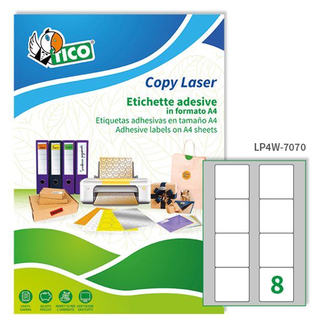 Etichette adesive LP4W - in carta - angoli arrotondati - permanenti - 70 x 70 m…
