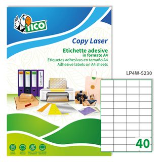 Etichette adesive LP4W - in carta - permanenti - 52 x 30 mm - 40 et/fg - 100 fo…