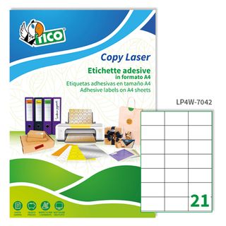 Etichette adesive LP4W - in carta - permanenti - 70 x 42,3 mm - 21 et/fg - 100 …