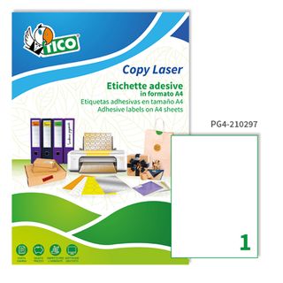 Etichette adesive PG4 - in carta - laser - permanenti - 210 x 297 mm - 1 et/fg …