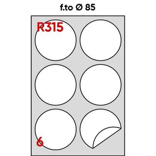 Etichette adesive R/315 - in carta - permanenti - tonde - diametro 85 mm - 6 et…