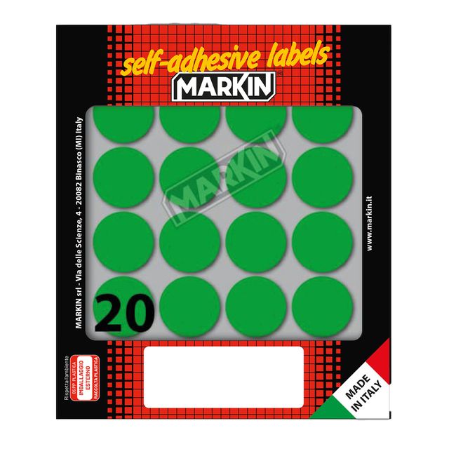 Etichette adesive tonde - in carta - permanenti - diametro 27 mm - 20 et/fg - 1…