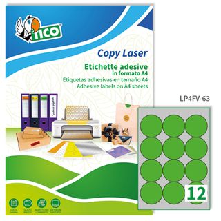 Etichette adesive tonde LP4F - in carta - con margini - permanenti - diametro 6…