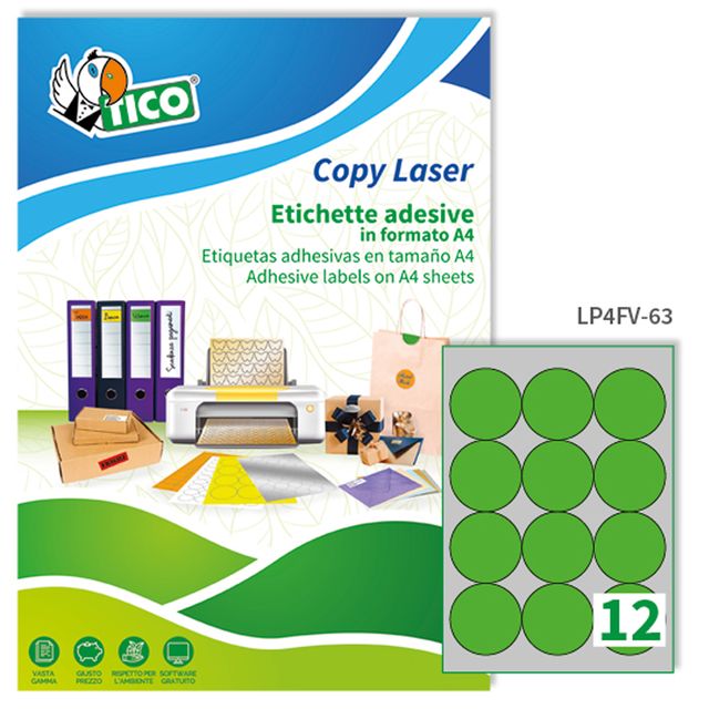 Etichette adesive tonde LP4F - in carta - con margini - permanenti - diametro 6…