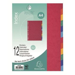 Exacompta Nature Future - Divisorio - 12 parti - per A4 - con schede - rosso ma…