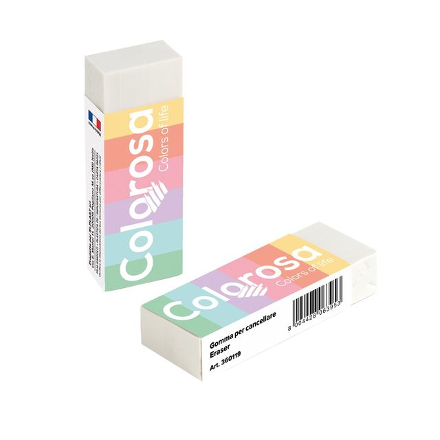 Gomma Pastel - 6,2 x 1,2 x 2,2 cm - vinile - Colorosa - conf. 20 pezzi