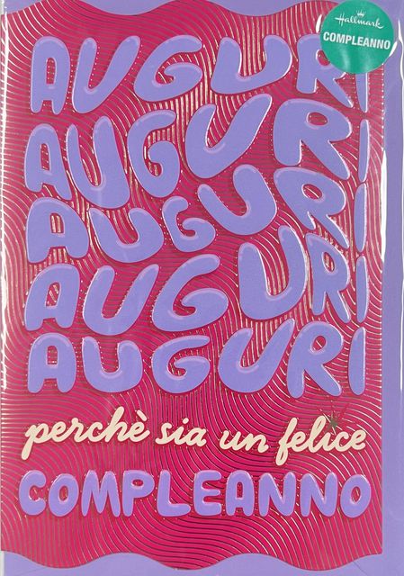 HALLMARK - BIGLIETTI AUGURI COMPLEANNO "AUGURI" VIOLA/ROSSO 129659