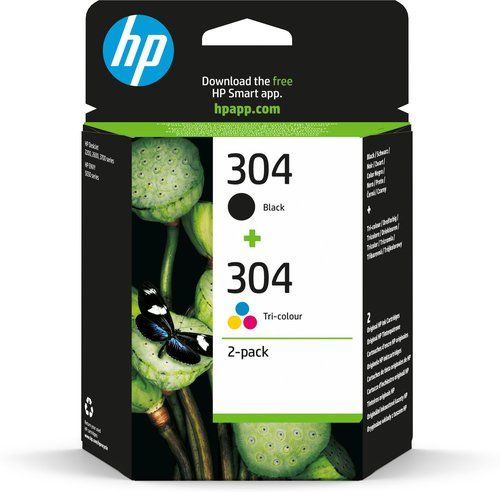 HP 304 - Confezione da 2 - colore (ciano, magenta, giallo), pigmento nero - ori…