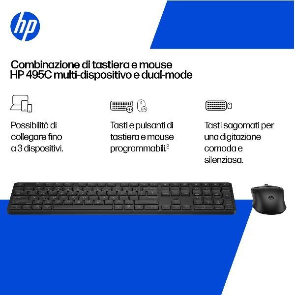 HP Combinazione di tastiera e mouse 495C multi-dispositivo e dual-mode, Full-si…