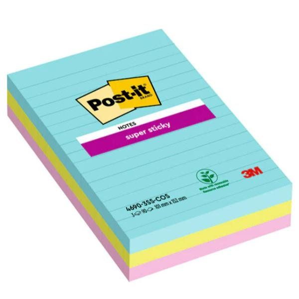 Foglietti Post-it® Super Sticky XXL Cosmic a righe assortiti conf. 3 blocchetti…