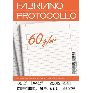 Foglio protocollo - A4 - uso bollo - 60 gr - Fabriano - conf. 200 pezzi