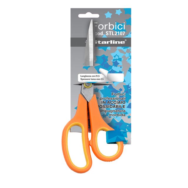 Forbici - 21,5 cm - lama in acciaio - impugnatura gomma morbida - arancione - S…