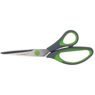 Forbici in blister Q-Connect Softgrip lame asimmetriche grigio/verde 20 cm KF00…
