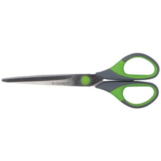Forbici in blister Q-Connect Softgrip lame simmetriche grigio/verde 17,5 cm KF0…