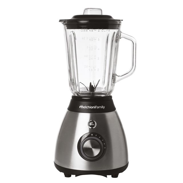 Frullatore Frullo Glass - con bicchiere in vetro - 600 W - nero/argento - Melch…